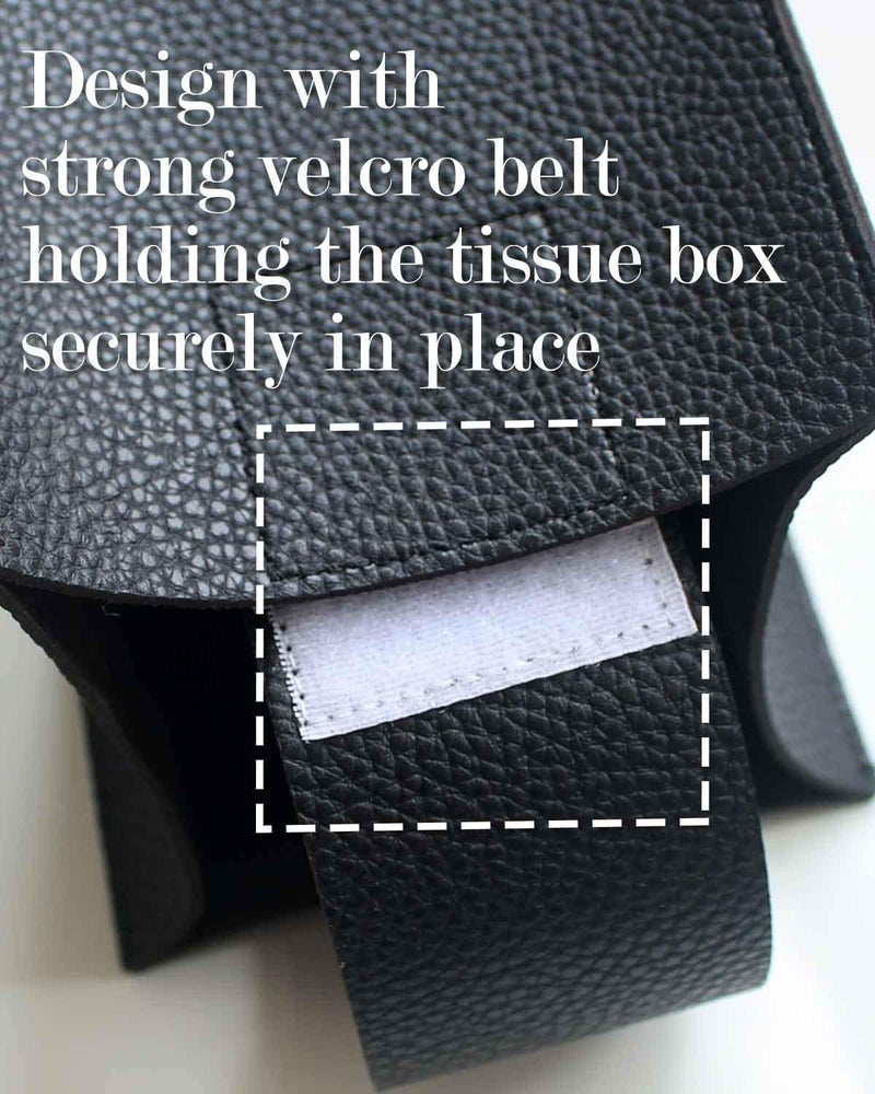 JESMINI Large Tissue Box Cover Rectangular – Plus Size Rectangle Tissue Box Holder with Bottom Belt [, Black] Modern Leather Long Tissue Holder for Bathroom/Car/Office Decor - Image 4